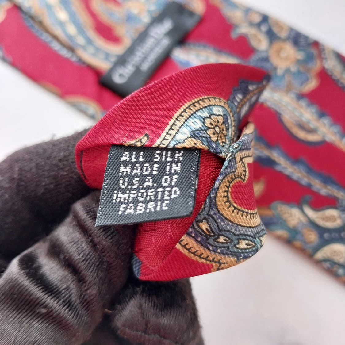 디올 실크 와인 페이즐리 넥타이 9.6cm A+~A등급 K2412 상품이미지9