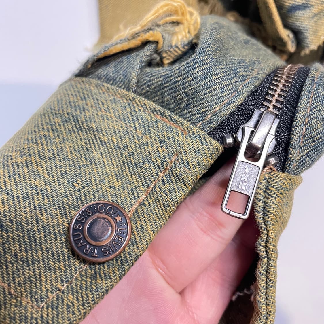 빈티지 커스텀 크롭 패치워크 데님 자켓 상품이미지5