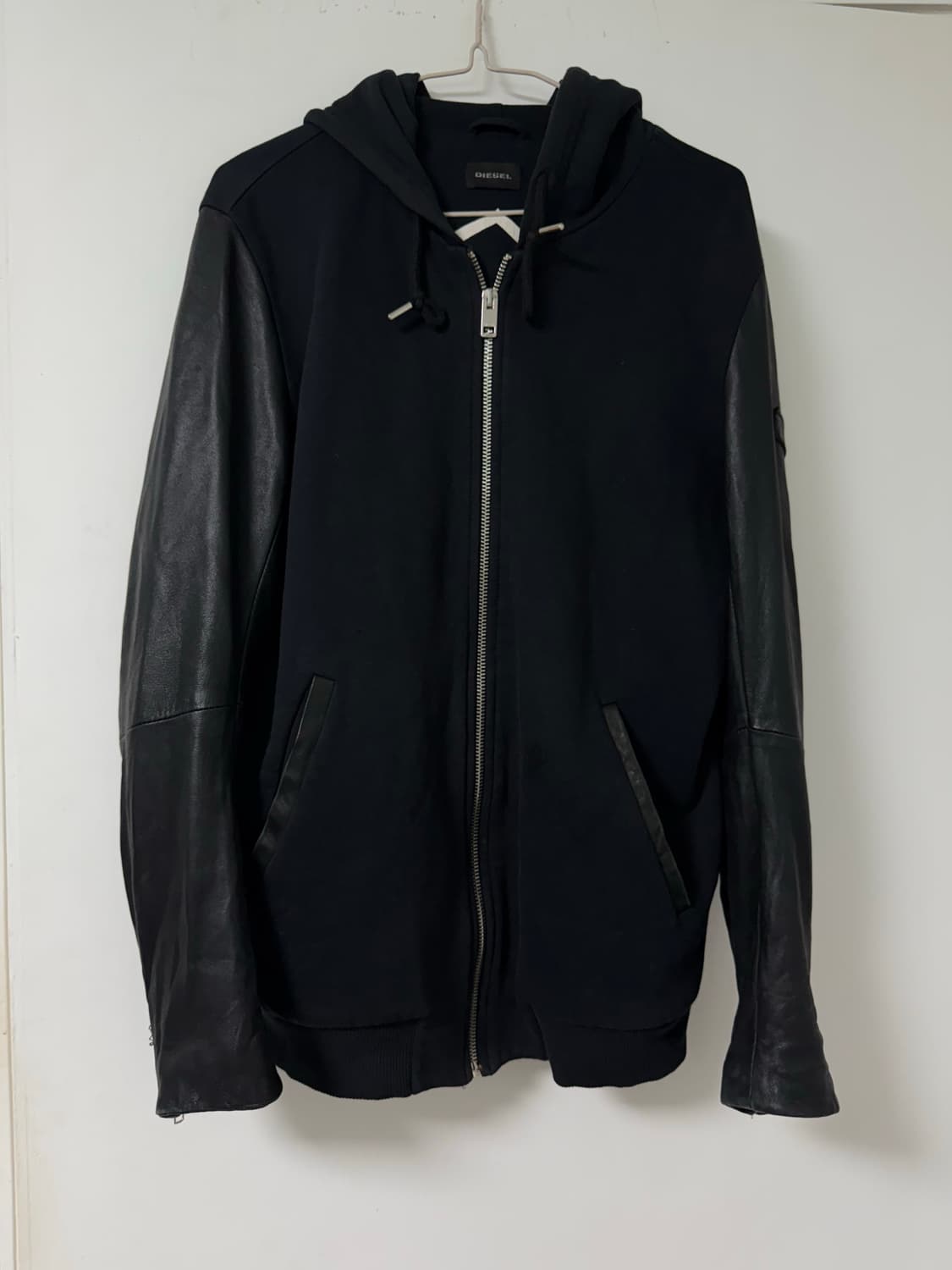 디젤 램스킨 바이커자켓 소매 후드집업 상품이미지3