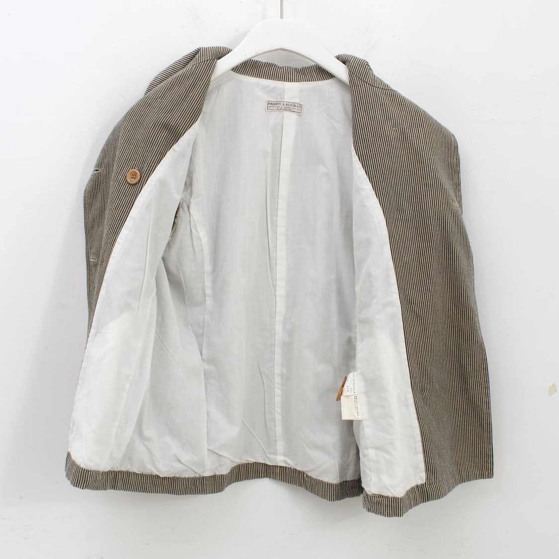 일본 빈티지 페이지보이 앤 알리시아 스트라이프 코튼 더블 자켓 상품이미지6