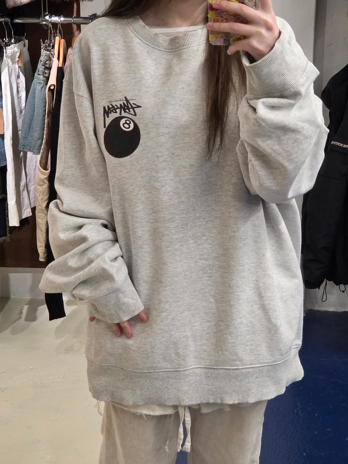 Stussy 스투시 에잇볼 멜란지 그레이 맨투맨 상품이미지2