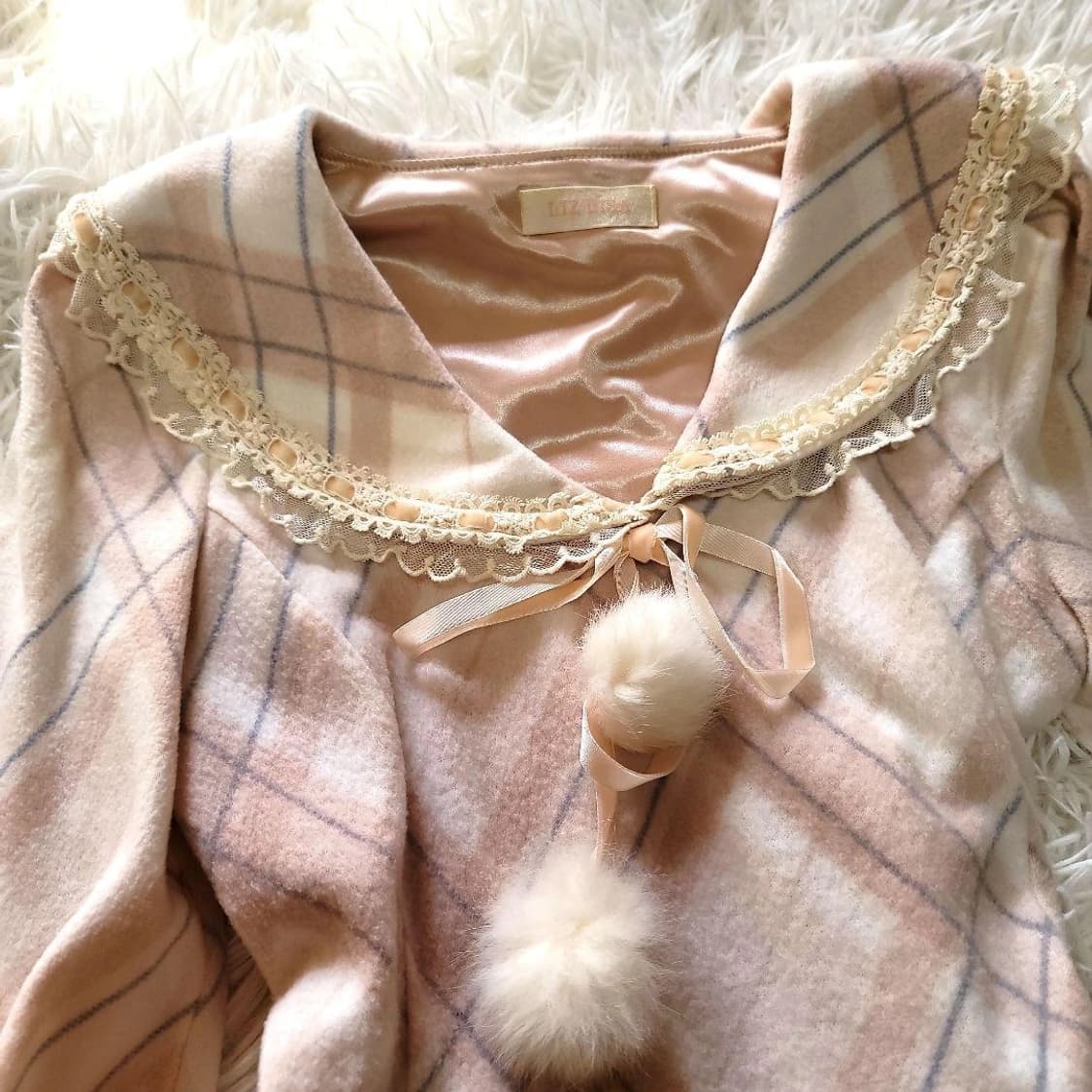 리즈리사 핑크 체크 세일러 원피스 상품이미지2