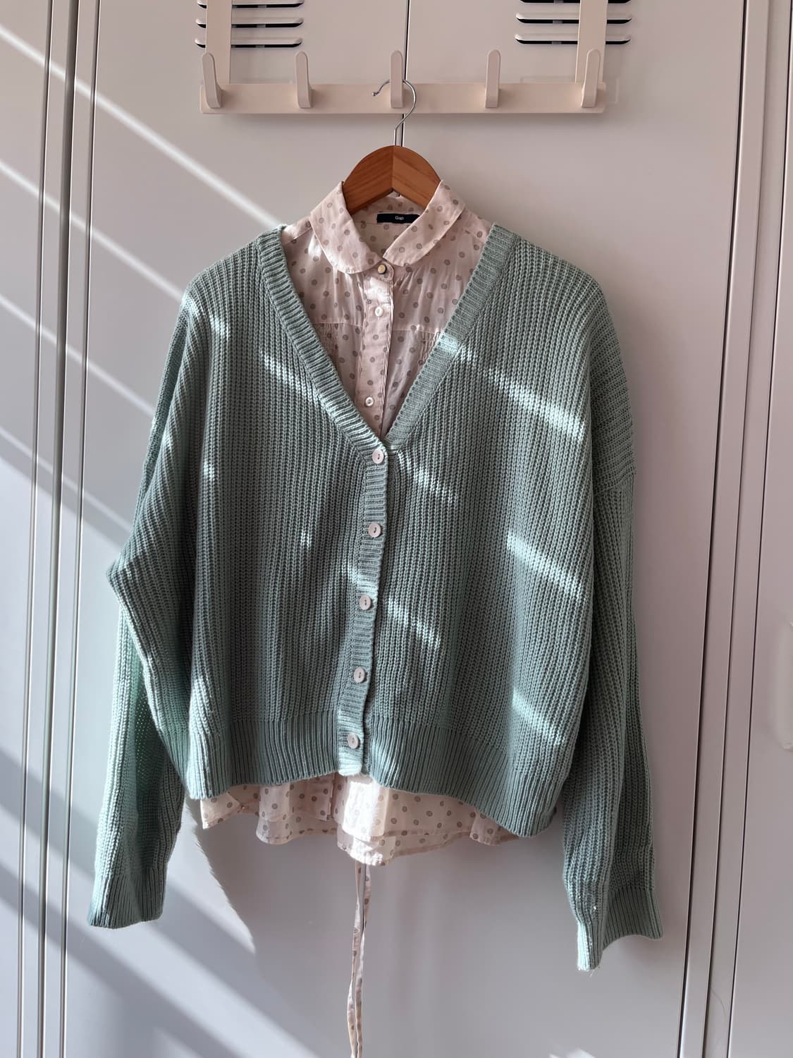 Vintage 민트 브이넥 여리핏 니트 가디건 상품이미지3