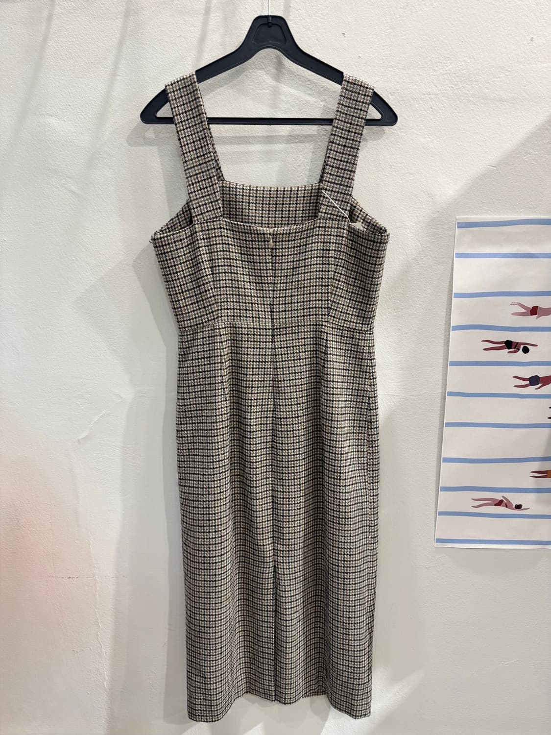 vintage 어깨끈 체크 원피스 상품이미지4