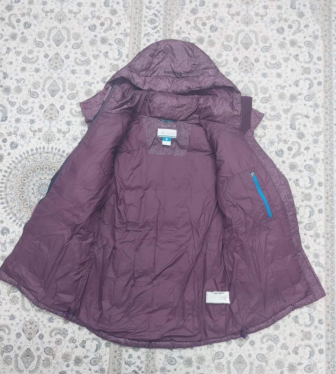 컬럼비아 여성용 퍼플 후드 패딩 M (후드분리됨) 상품이미지2