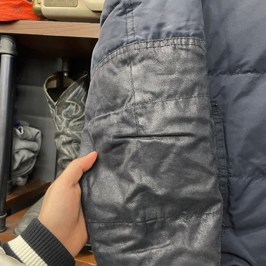 리바이스 501 덕 다운 레더 패치 푸퍼 패딩 자켓 N61 상품이미지5