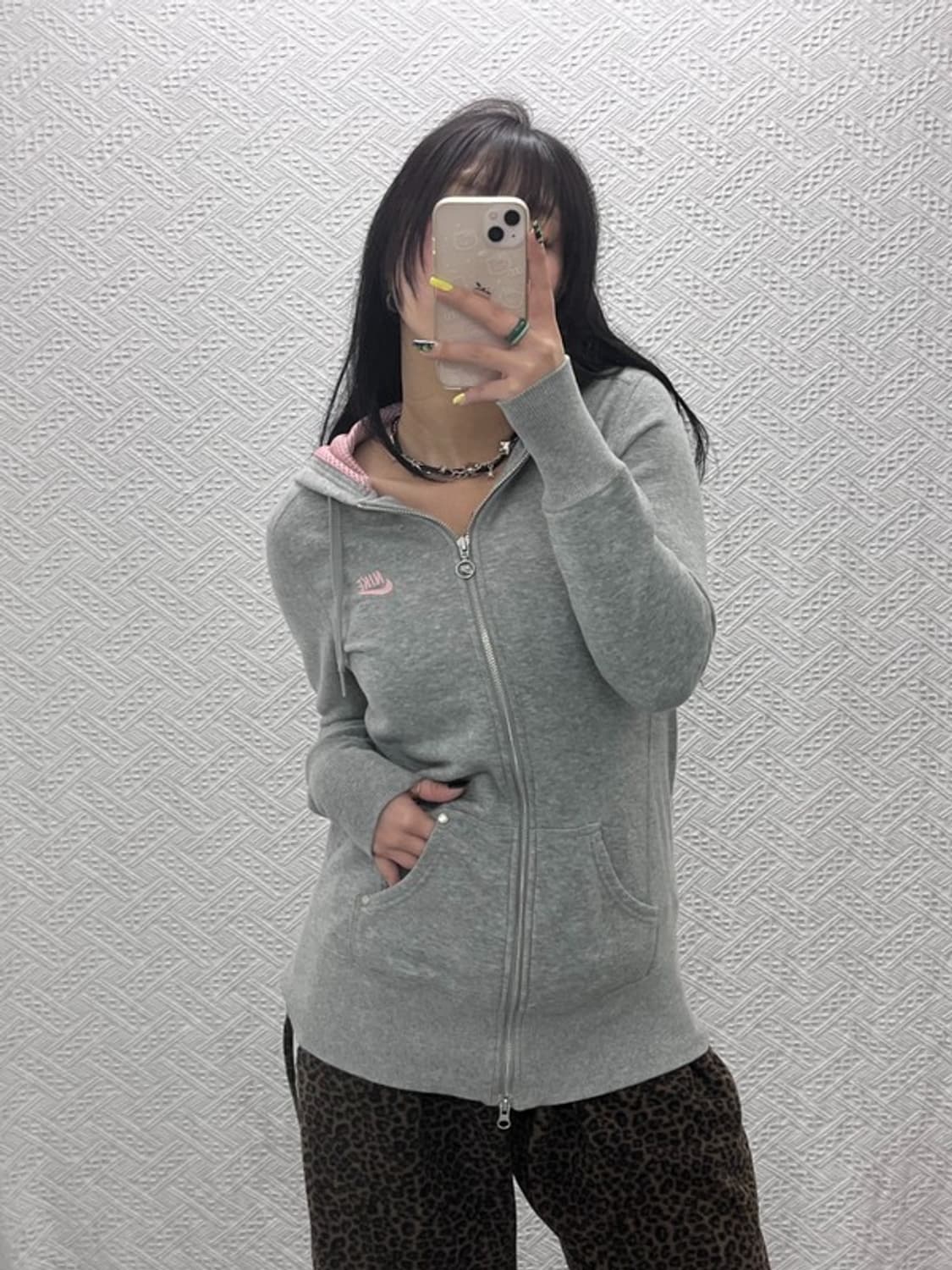 나이키 자수로고 핑크로고 롱 투웨이 후드집업 90 C05407 상품이미지1