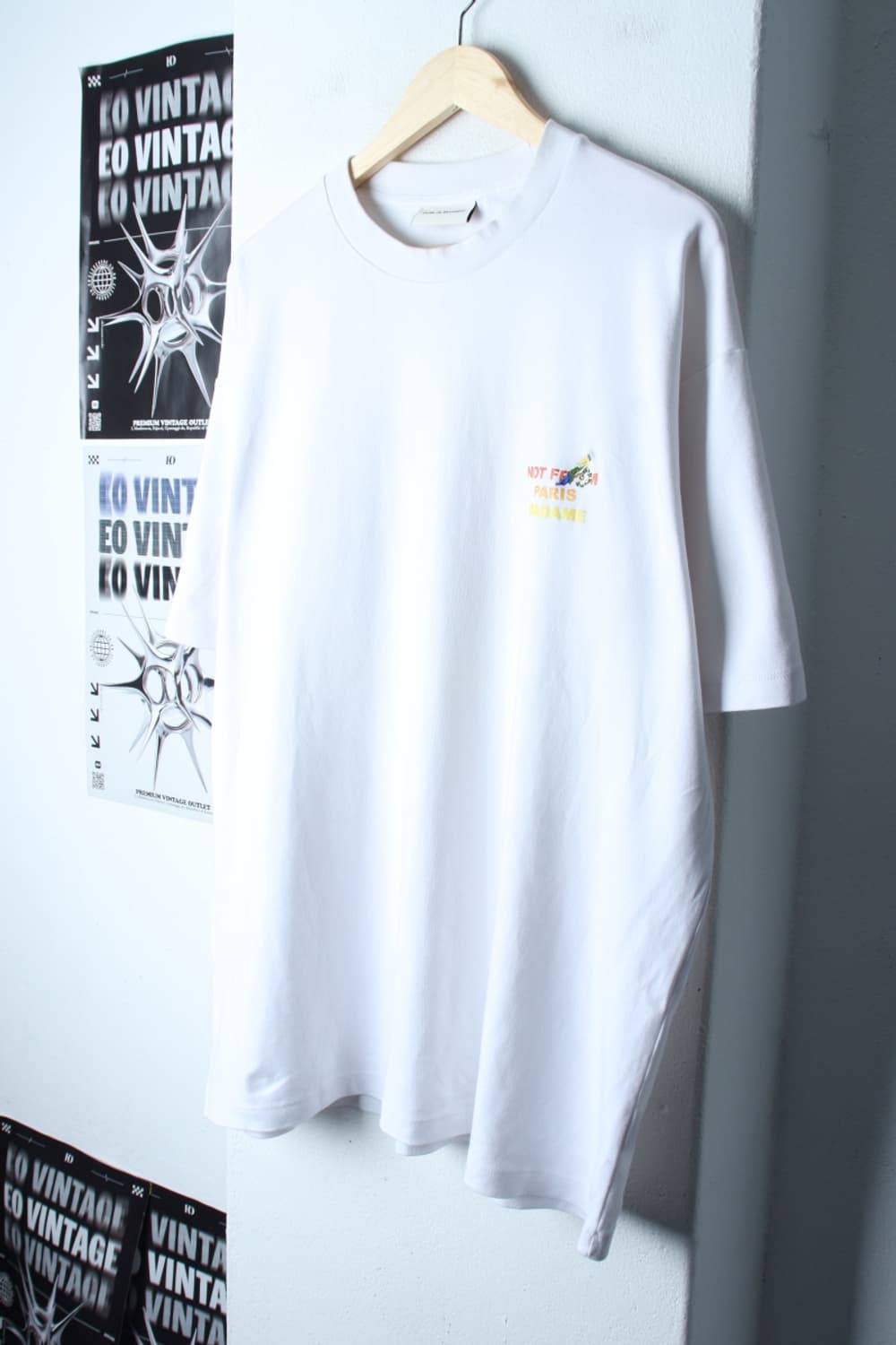 (XL-2XL) 드롤드뮤슈 반팔 티셔츠 앵무새 프린팅 화이트-H31020 상품이미지1