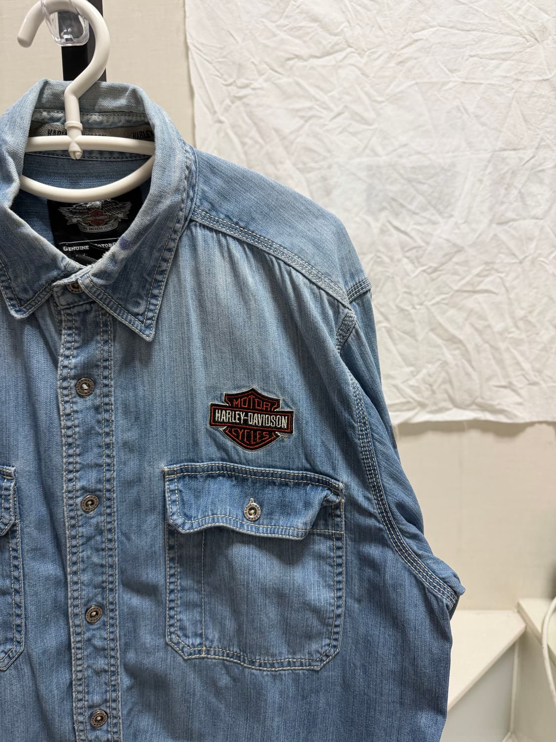 할리데이비슨 중청 패치 데님 셔츠 상품이미지2