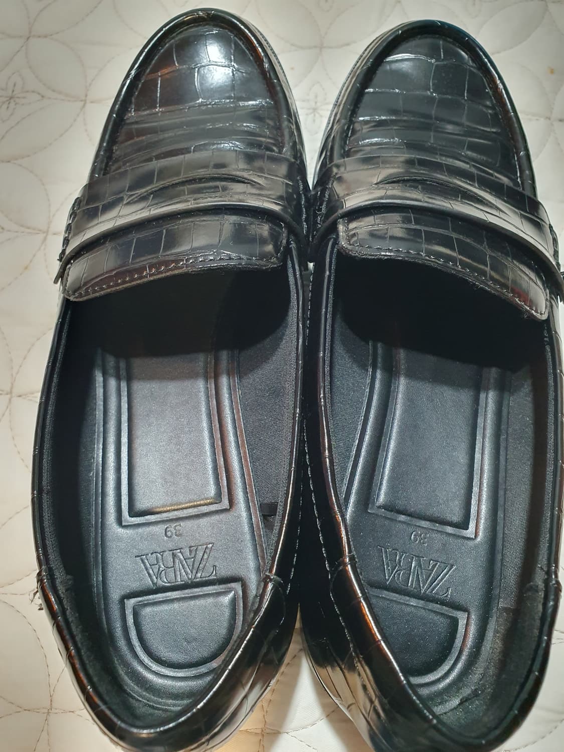 ZARA 여성용 블랙 크로커다일 로퍼 250 상품이미지9