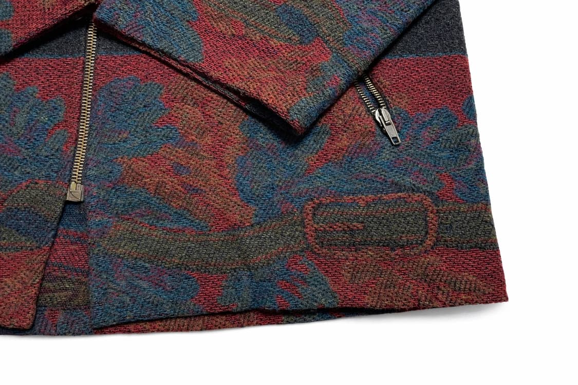 EU 80s~90s 이태리 빈티지 아메카지 울혼방 자카드 패턴 집업 자켓 상품이미지5