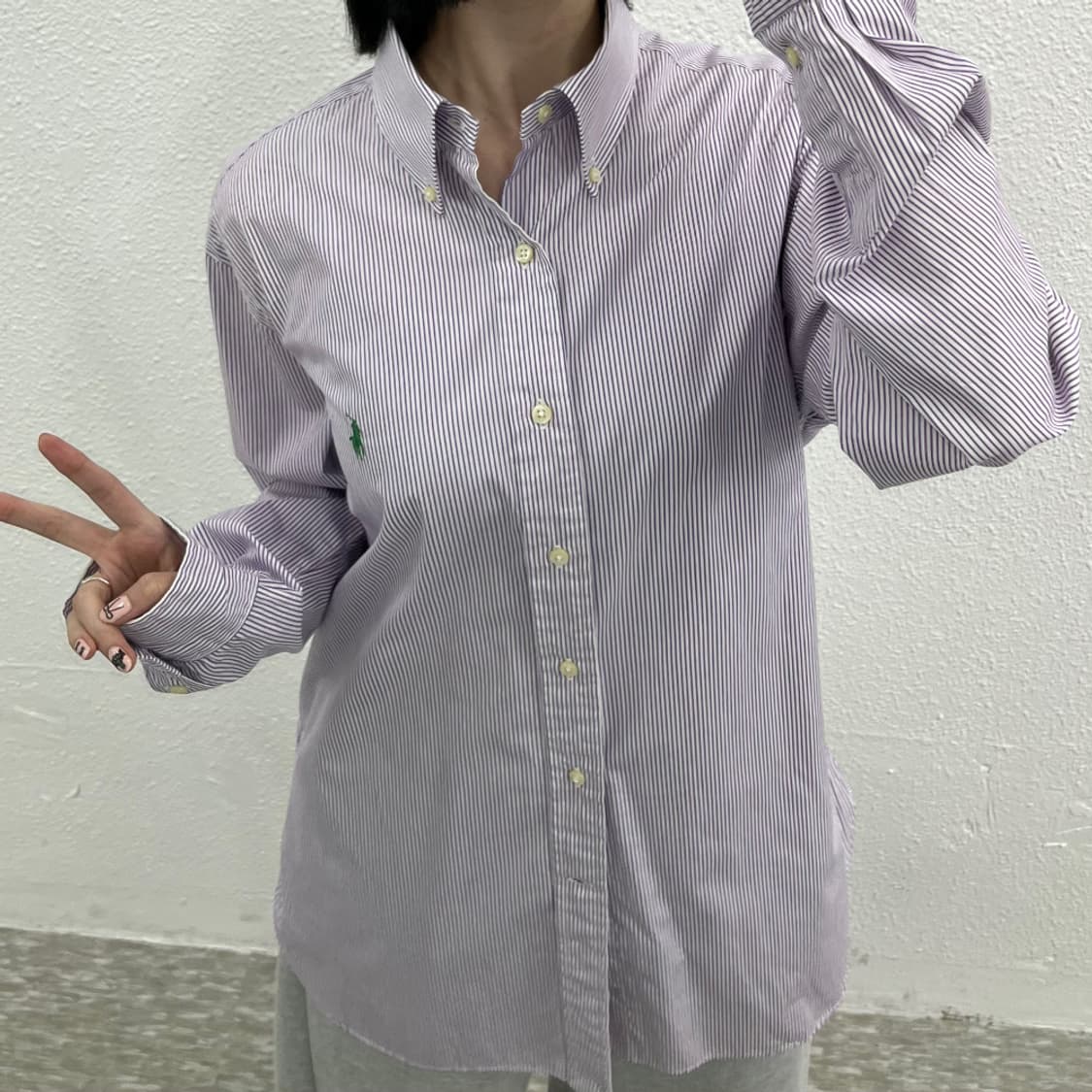 폴로 랄프로렌 그린포니 퍼플 스트라이프 셔츠 상품이미지6