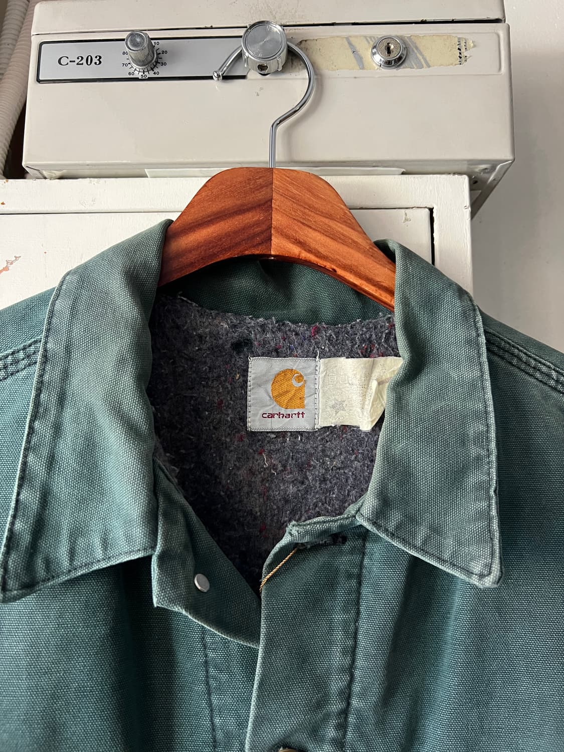 [L]90's 칼하트 USA 헌터그린 캔버스 트러커 자켓 상품이미지2