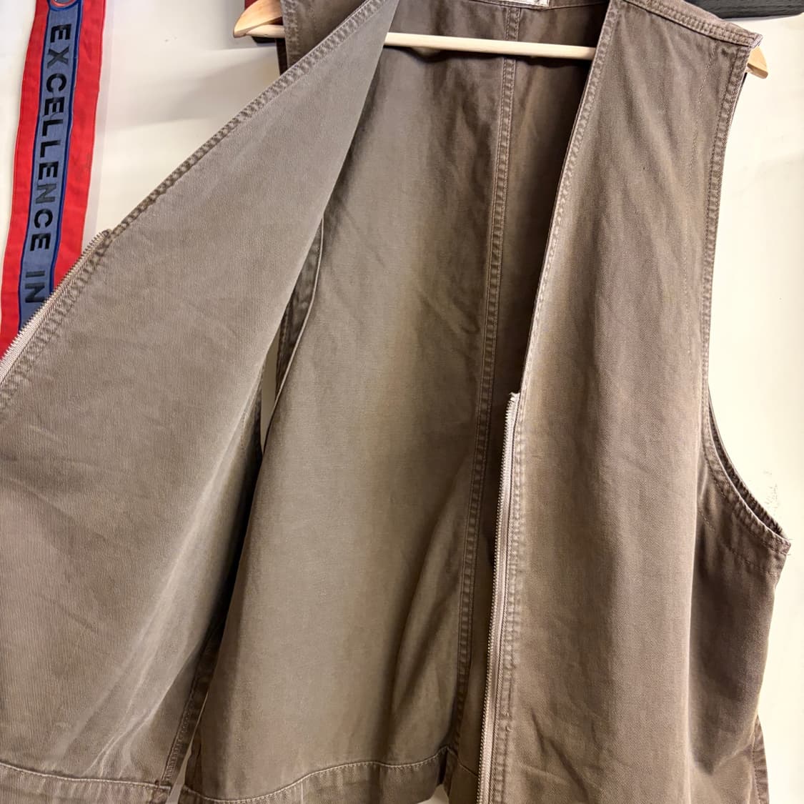 Vintage Brown Zip Work Vest 상품이미지5