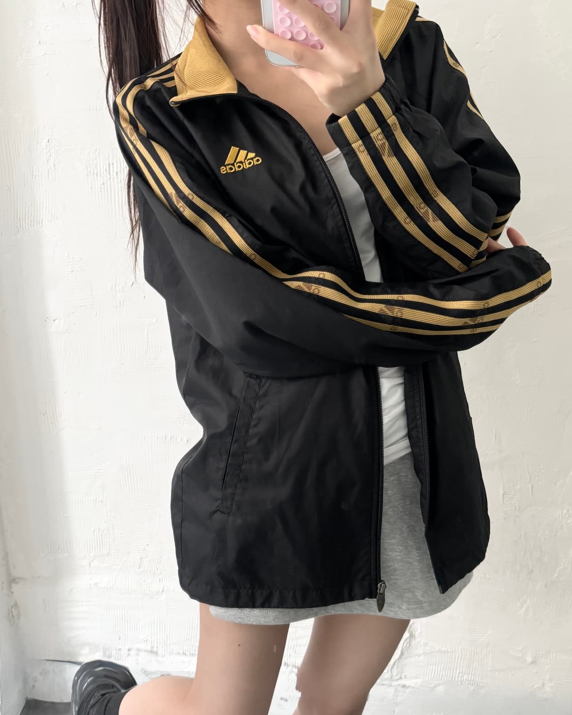 Adidas 아디다스 오리지널 옐로우라인 블랙 바람막이 자켓 상품이미지2