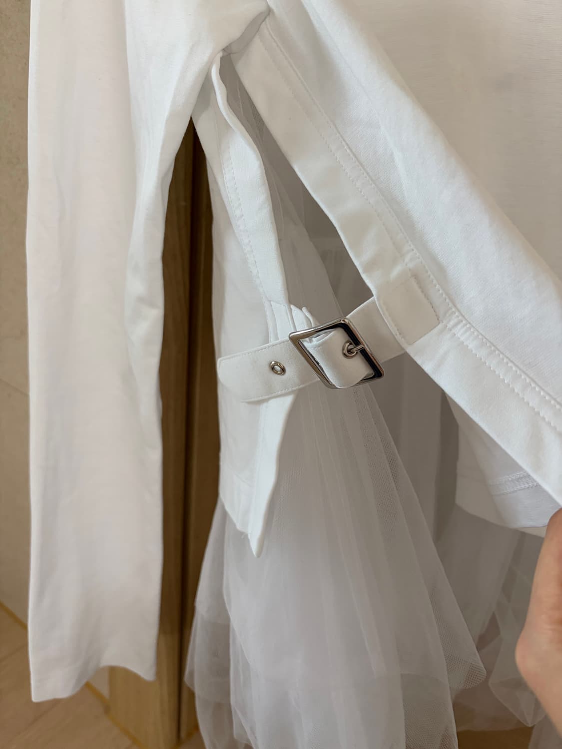 느와케이니노미야 튤 레이어드 코튼 긴팔 티셔츠 상품이미지3