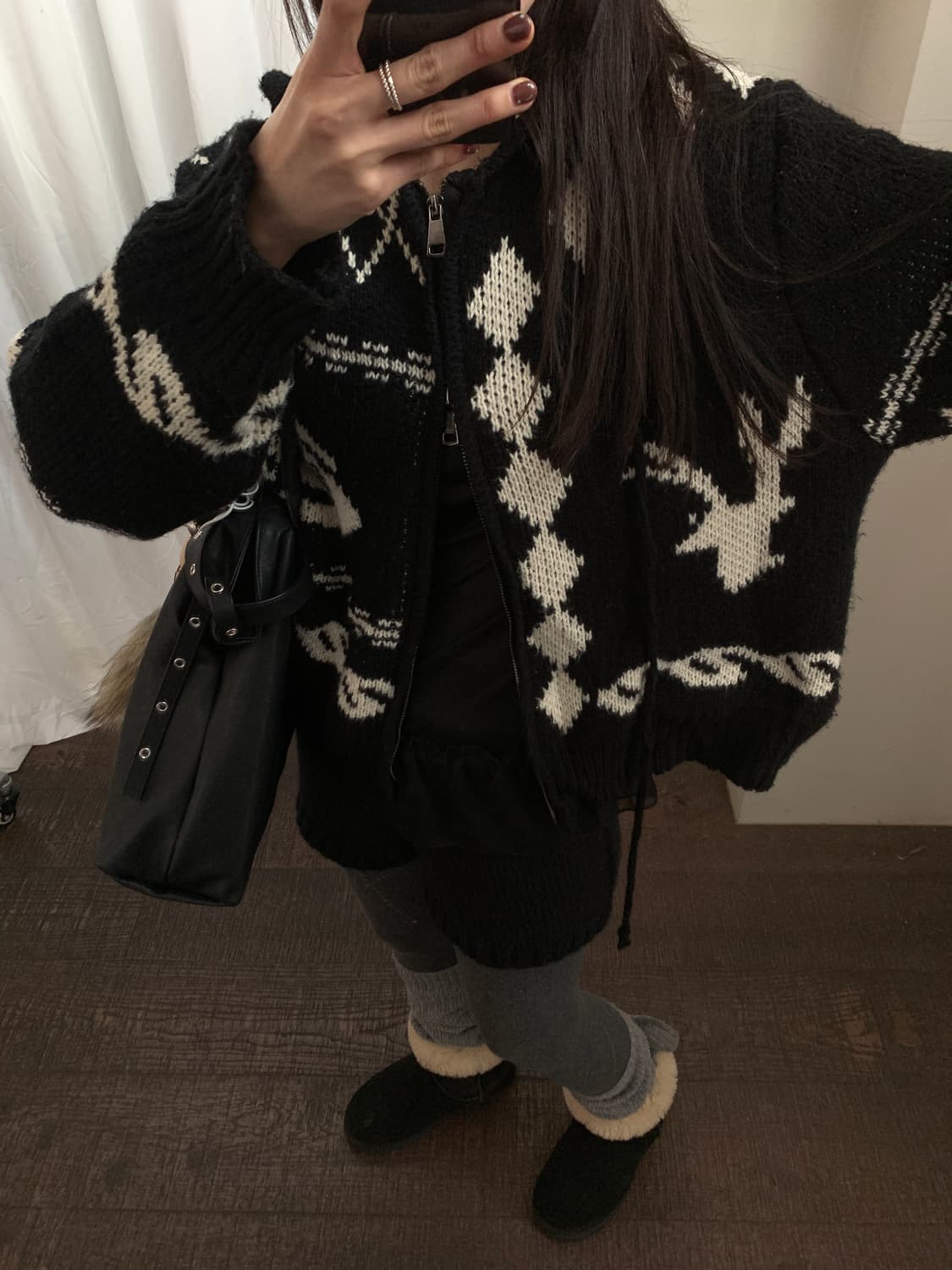 빈티지 노르딕 투웨이 후드 니트 상품이미지3