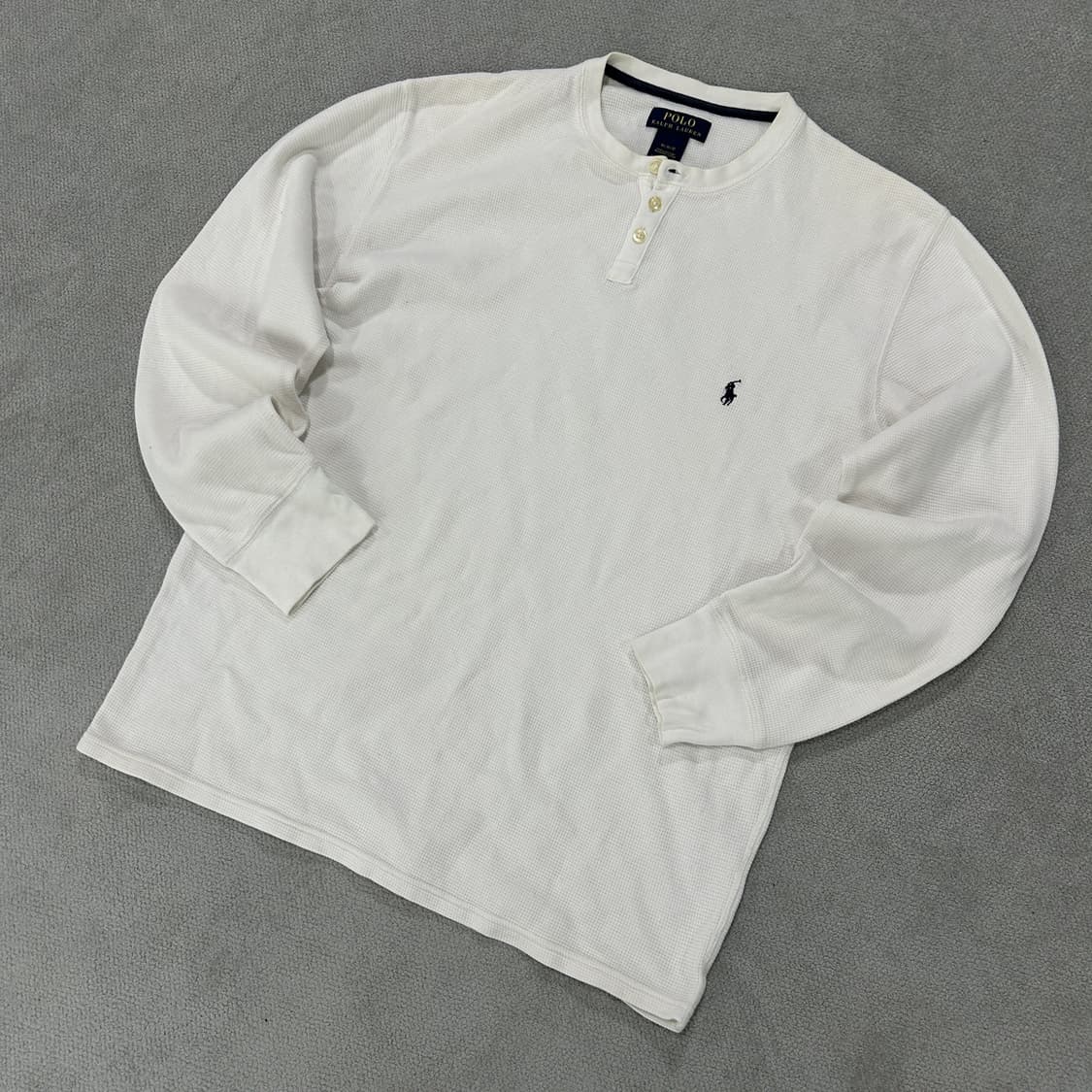 폴로 랄프로렌 화이트 와플 헨리넥 긴팔티 m 상품이미지1
