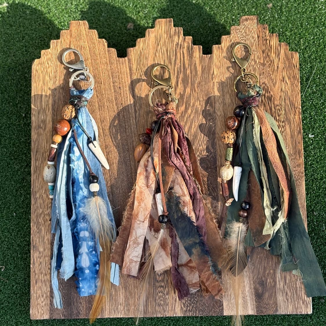 #bl1 핸드메이드 에스닉 보헤미안 웨스턴 나염 실크 염색 키링 참 상품이미지1