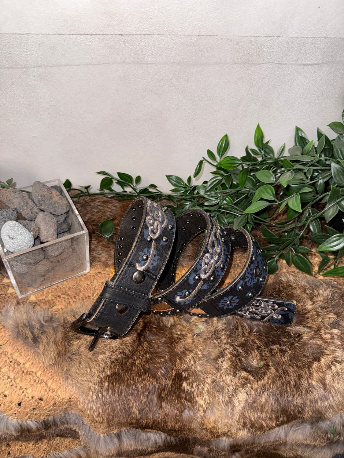 Ed Hardy oriental flower calf fur belt 상품이미지3