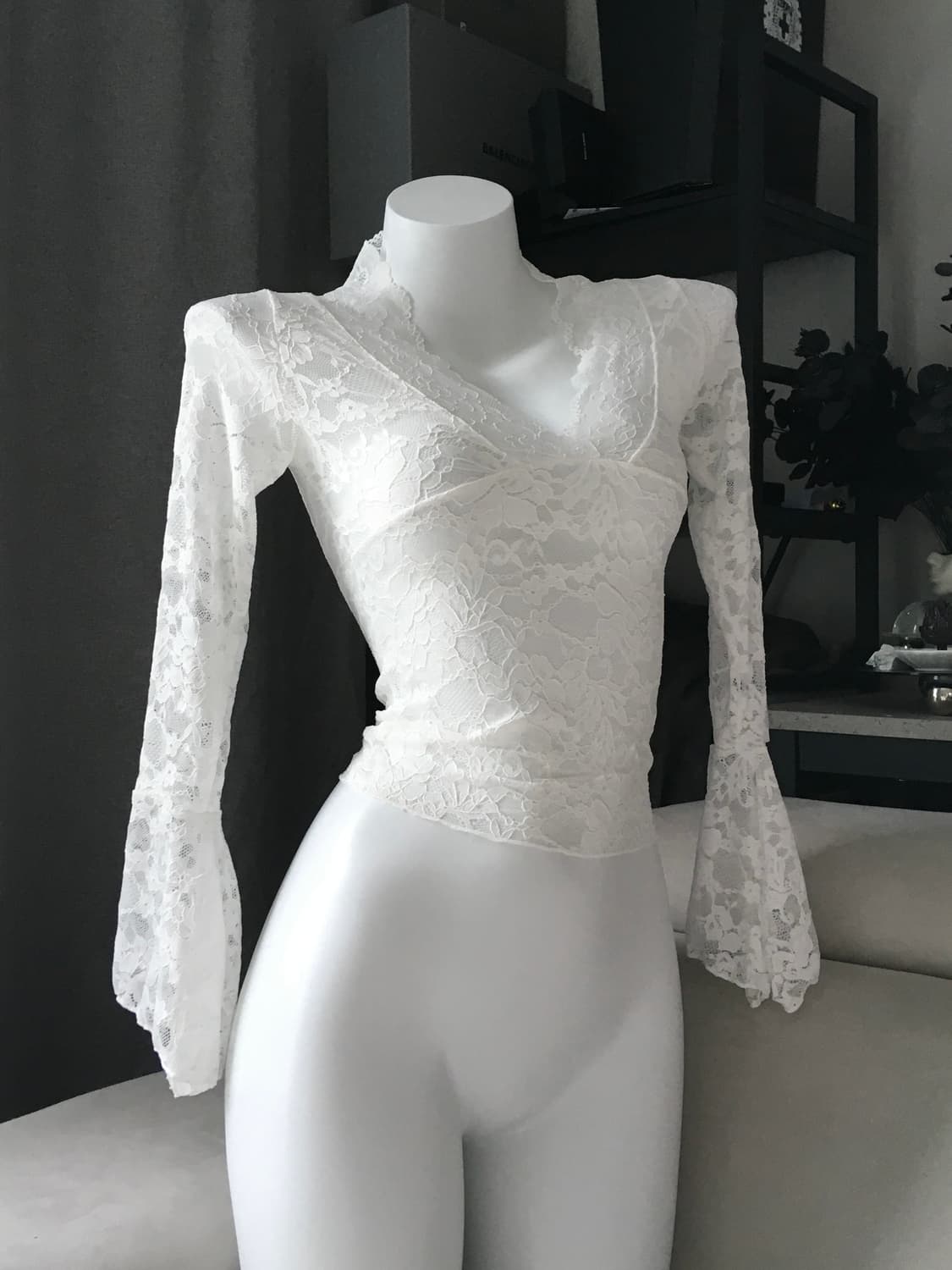 ༒ White Flower Lace Top  상품이미지1