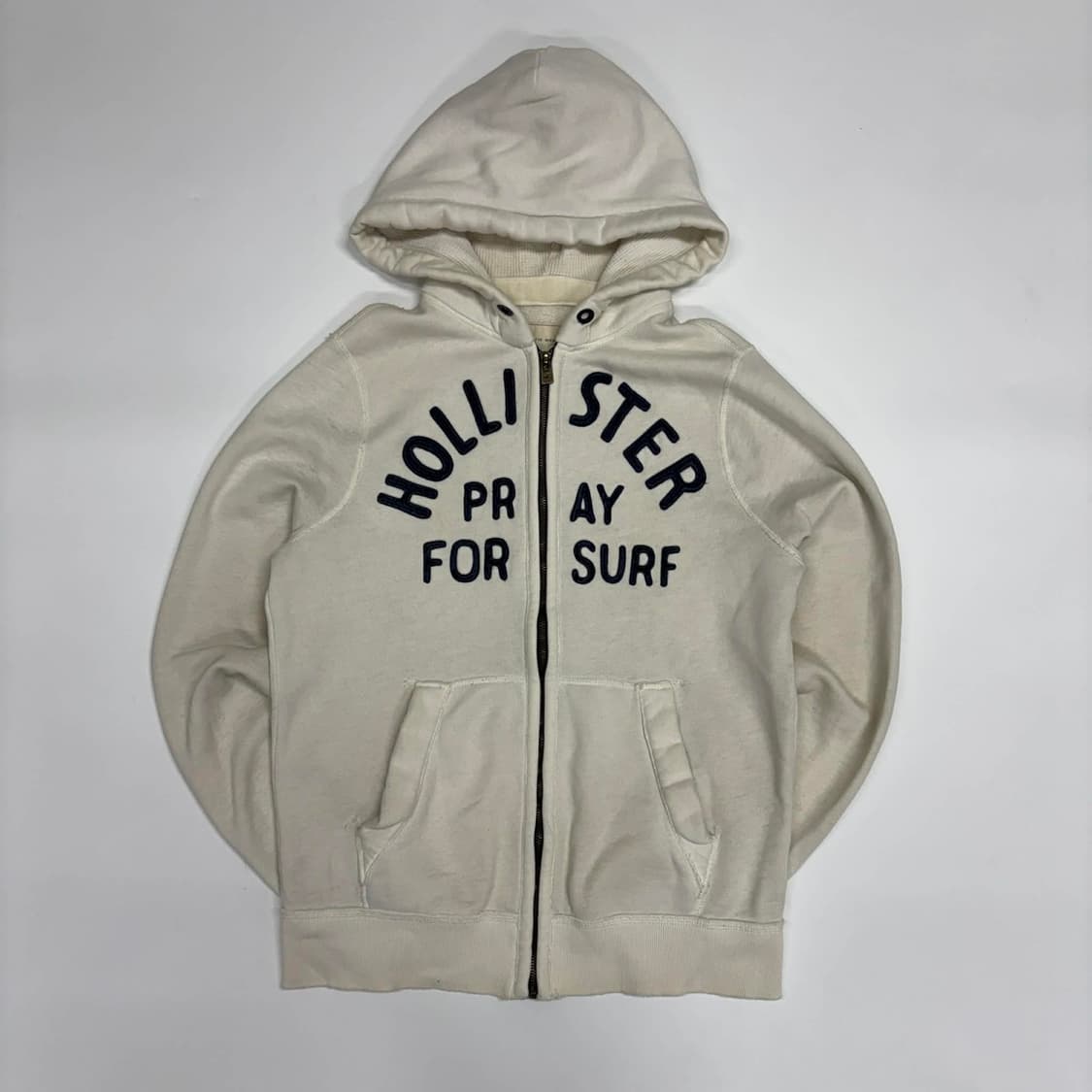 홀리스터 y2k 화이트 올드스쿨 스웻 대대장 핀터깔 후드집업 희귀져지(M 상품이미지2