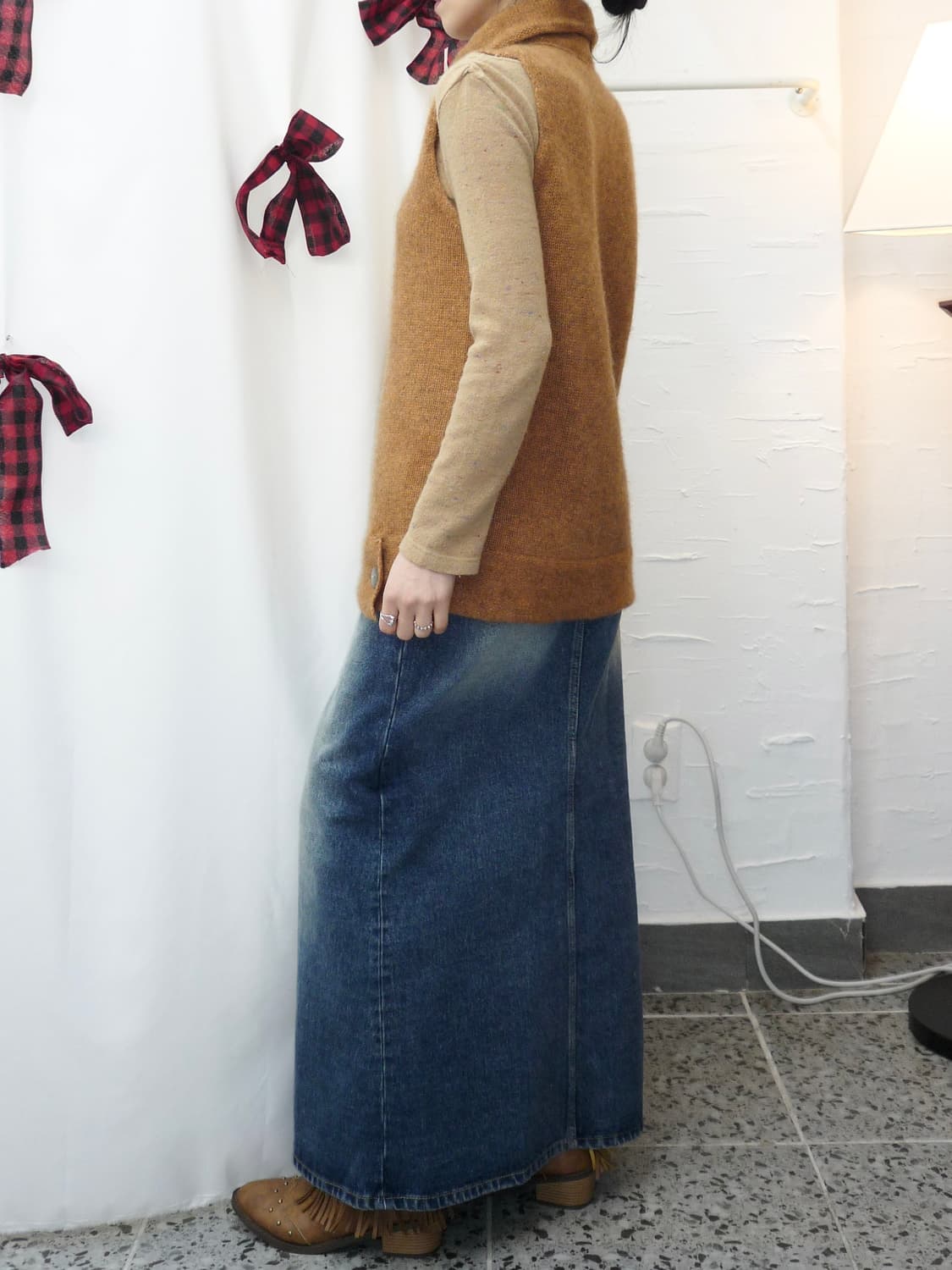 Camel buttons knit vest 상품이미지4