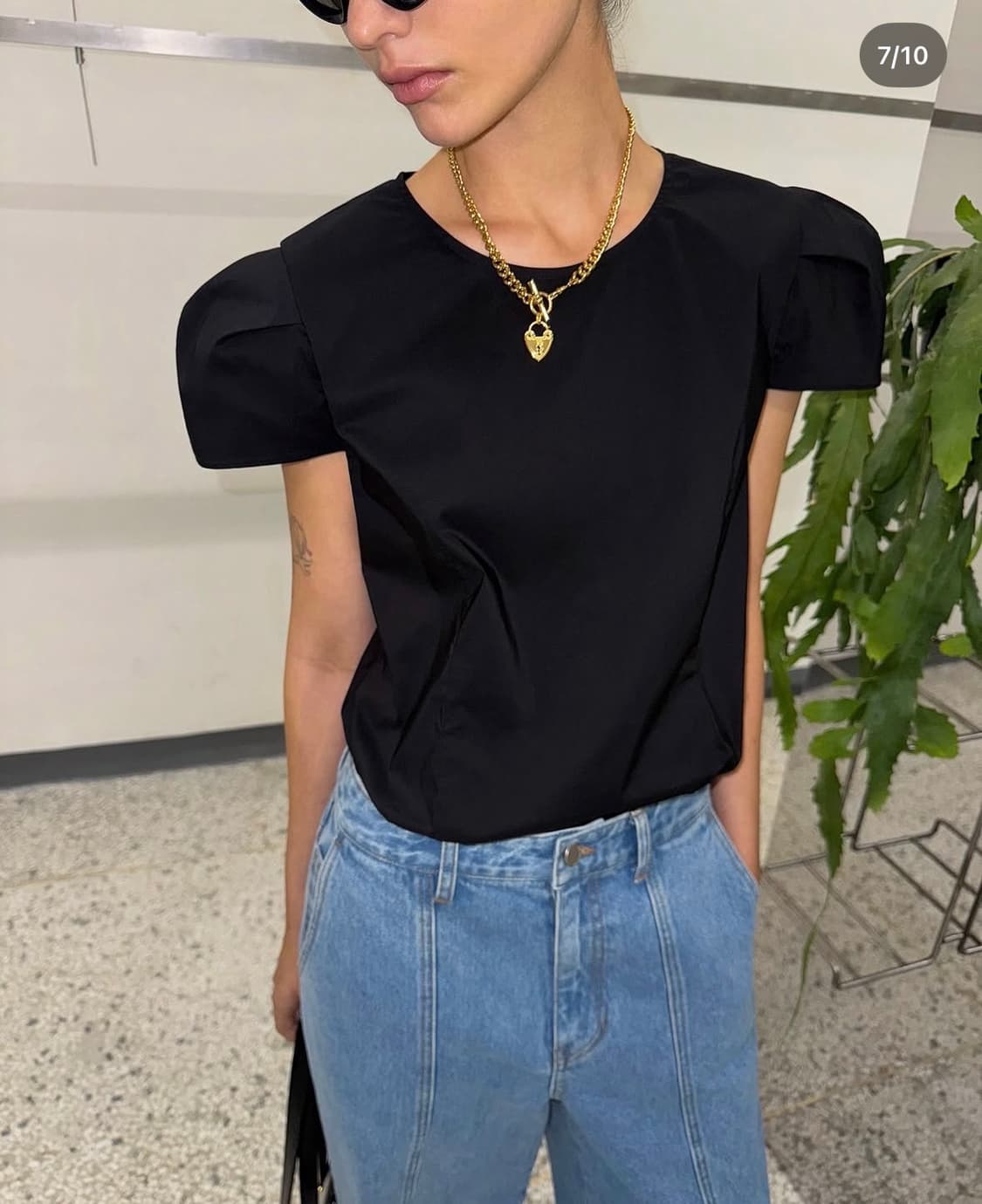 드래곤블루스 디렉션 코튼 블라우스 - 블랙, 화이트/S 상품이미지3