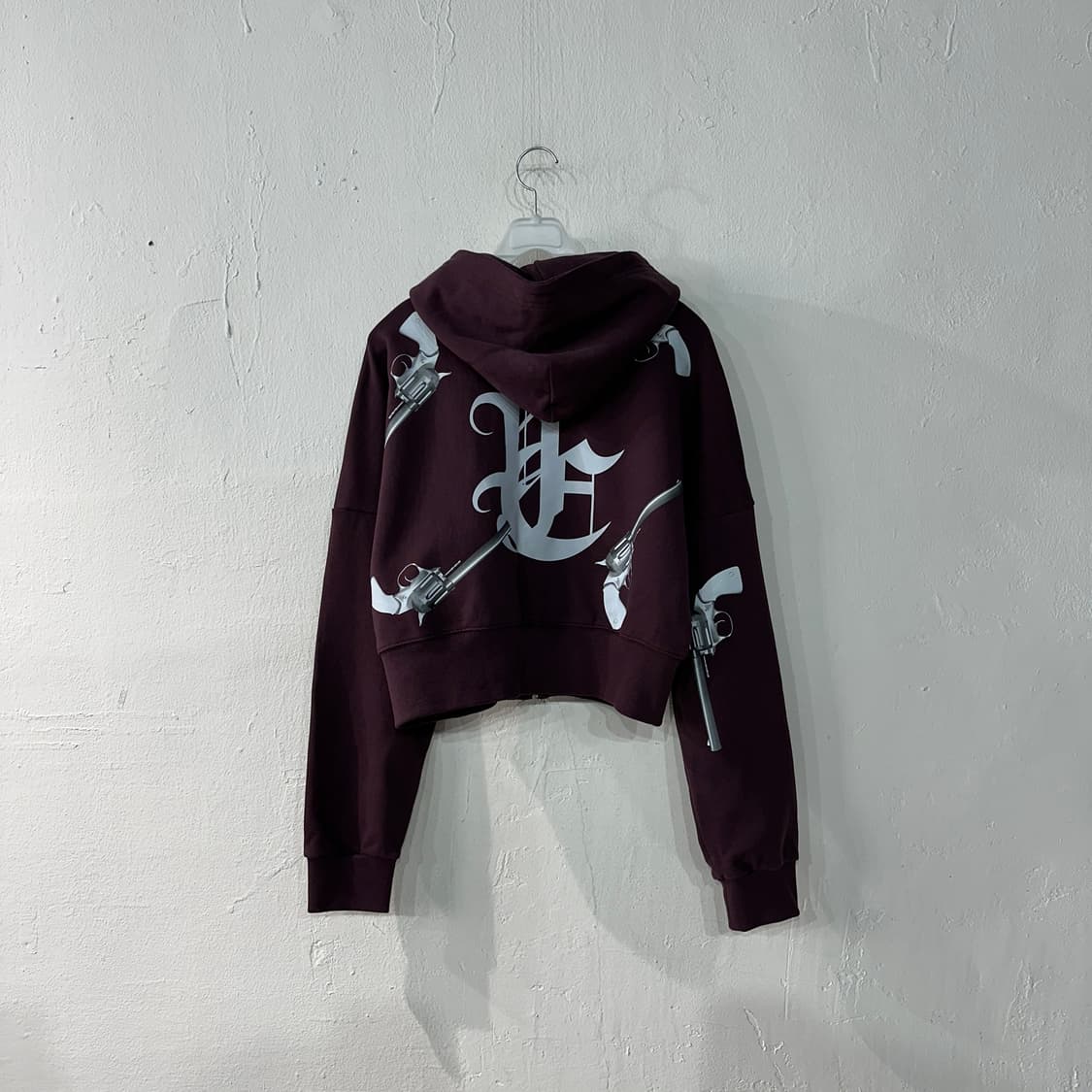 LEEY 건프린트 크롭 후드집업 FREE 상품이미지1