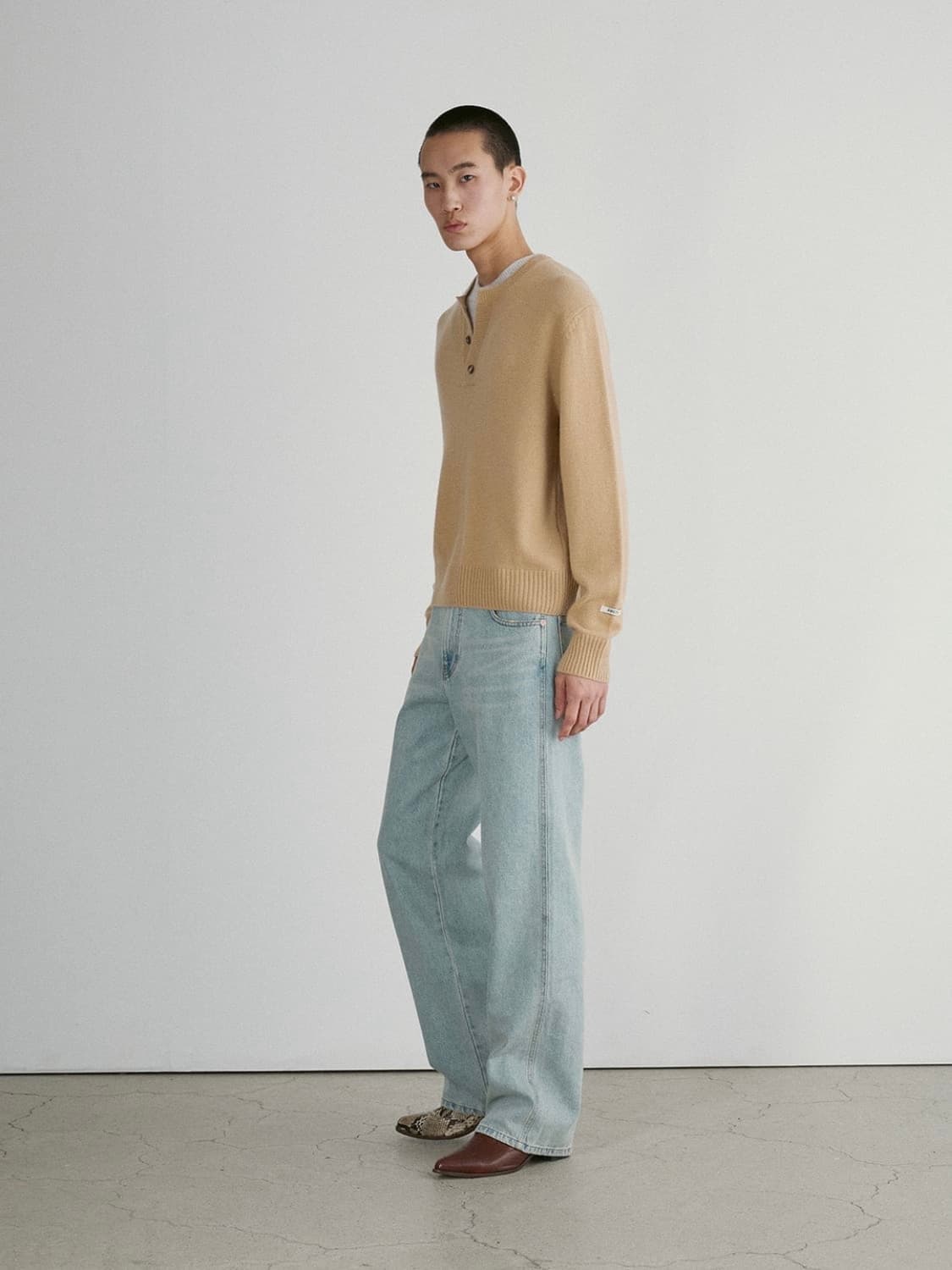 [M] 렉토 더블 레이어 레이어드 니트 베이지 상품이미지6