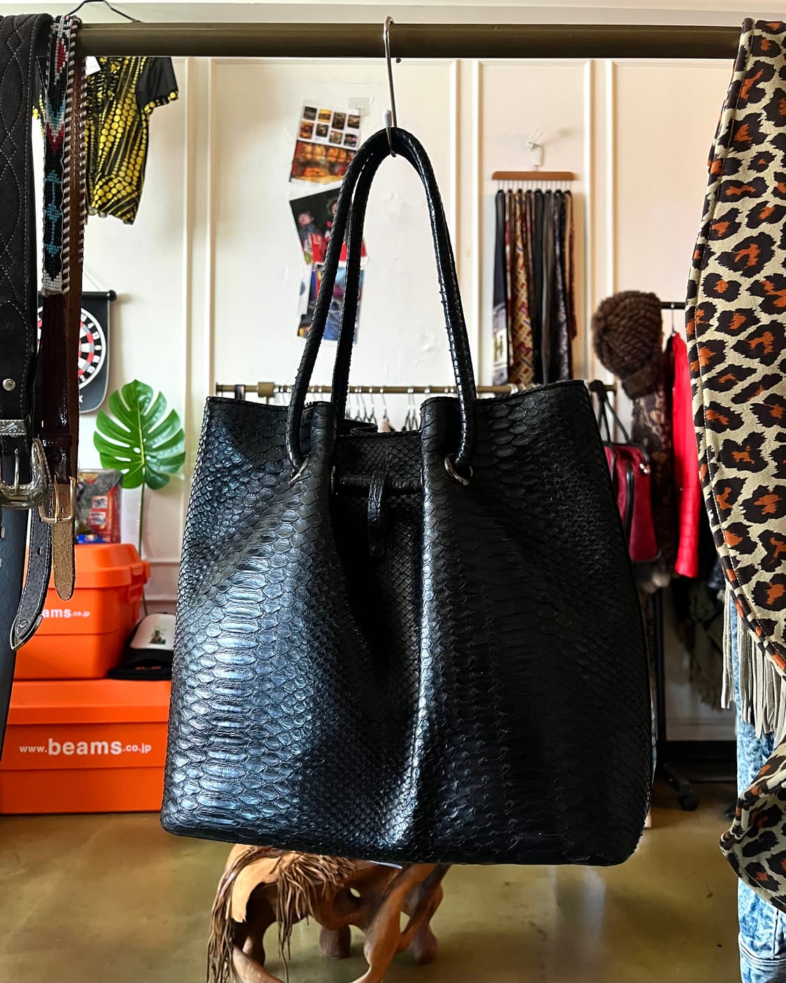Vintage Real Python Leather Black Bag 상품이미지3