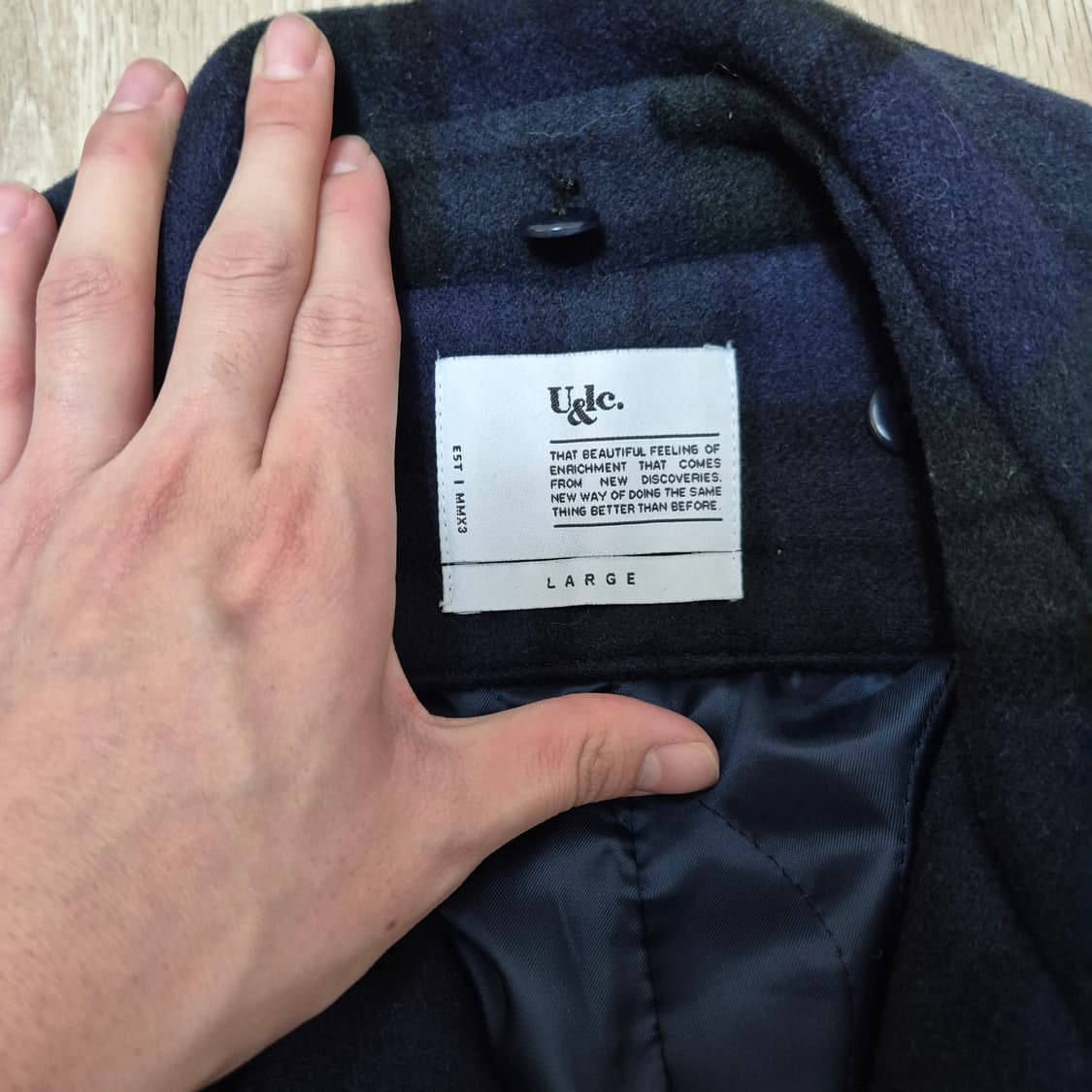 유앤엘씨 남성 울 체크 더플코트  상품이미지4