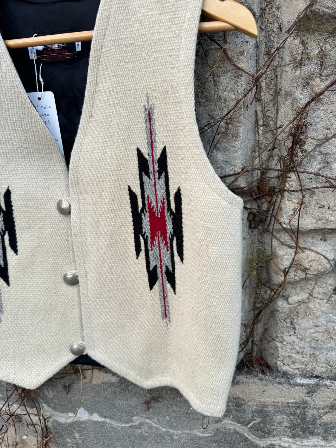 센티넬라 빈티지 핸드 우븐 울 오르테가 치마요 베스트 조끼 나바호 상품이미지3