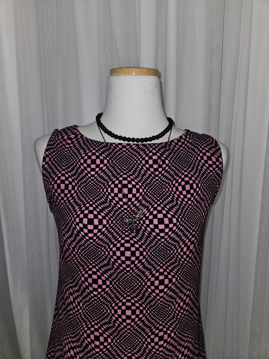 cinema club 빈티지 핑크 체크패턴 미니 원피스 상품이미지2