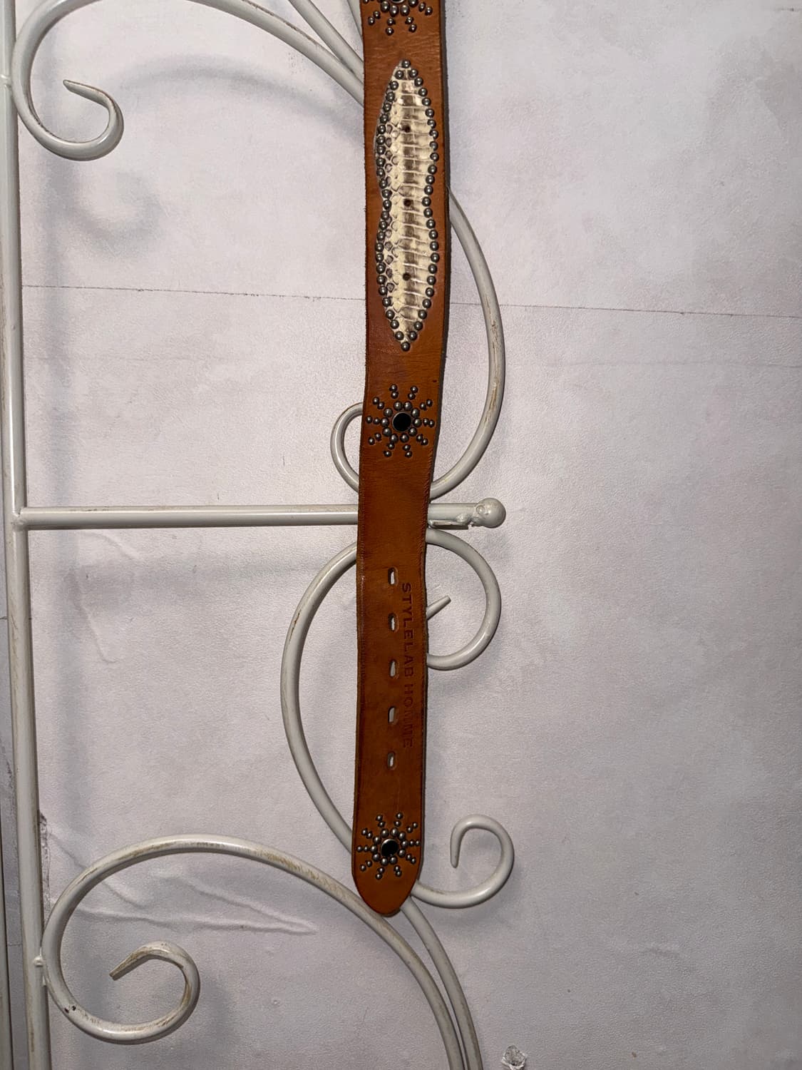 Brown western stud python leather belt 상품이미지7