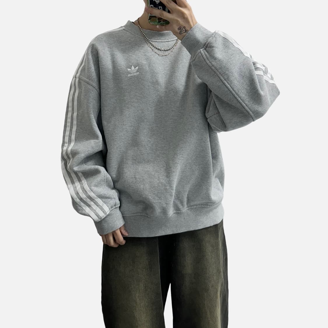 아디다스 3S 삼선 오버사이즈 맨투맨 상품이미지4