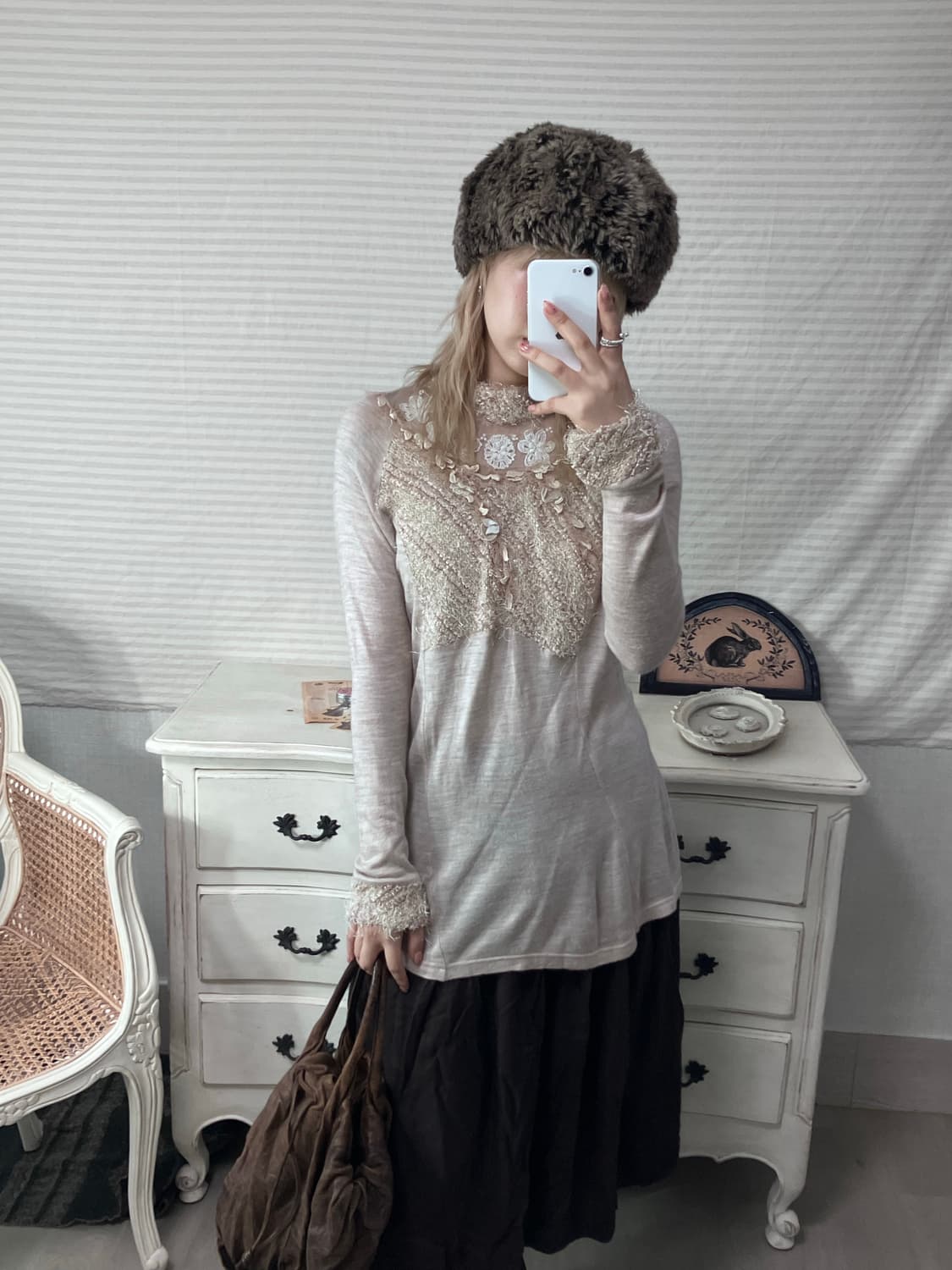 pink beige princess frill knit thirt 상품이미지2