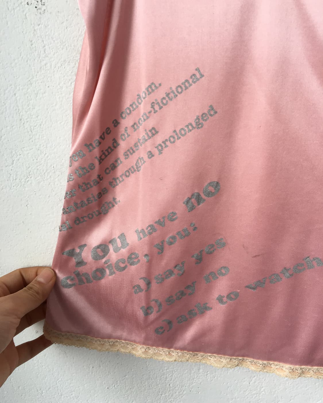 Lettering printing lace trimming sleevel 상품이미지4