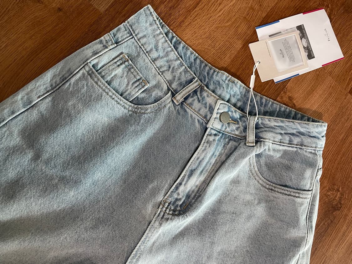 [새상품] 여자 연청 데님 팬츠 여름 바지 배기핏 L사이즈 상품이미지2