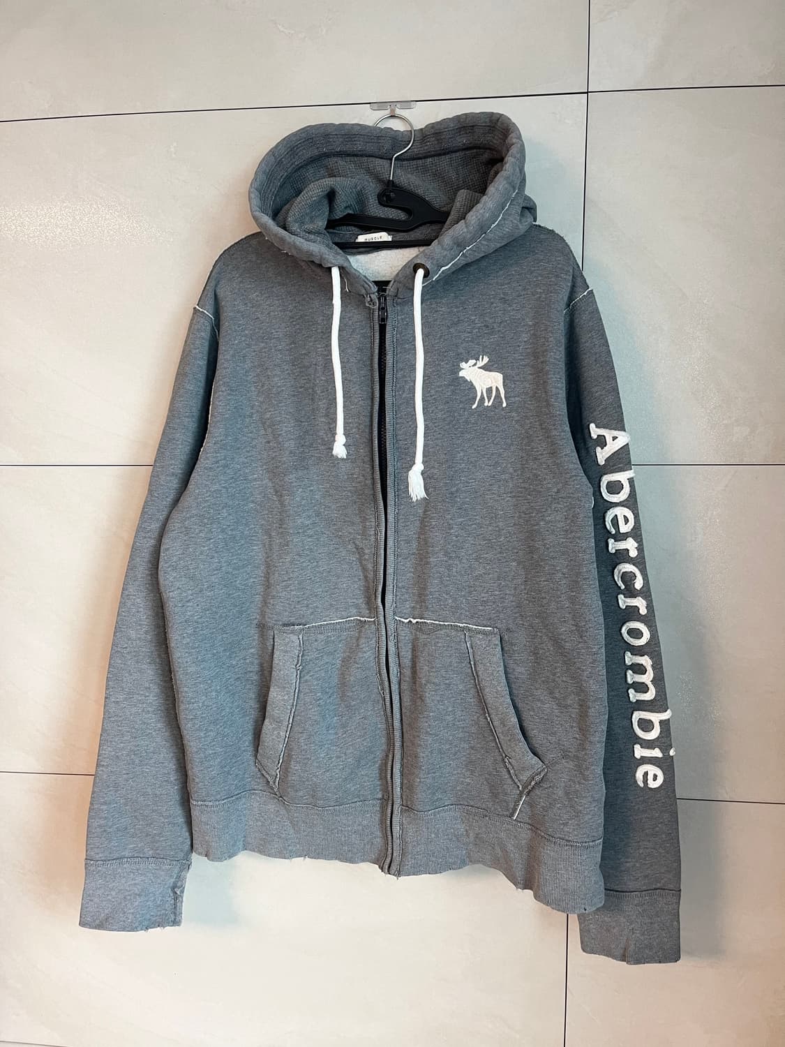 [XL] 아베크롬비 화이트 순록 후드집업 그레이 상품이미지3