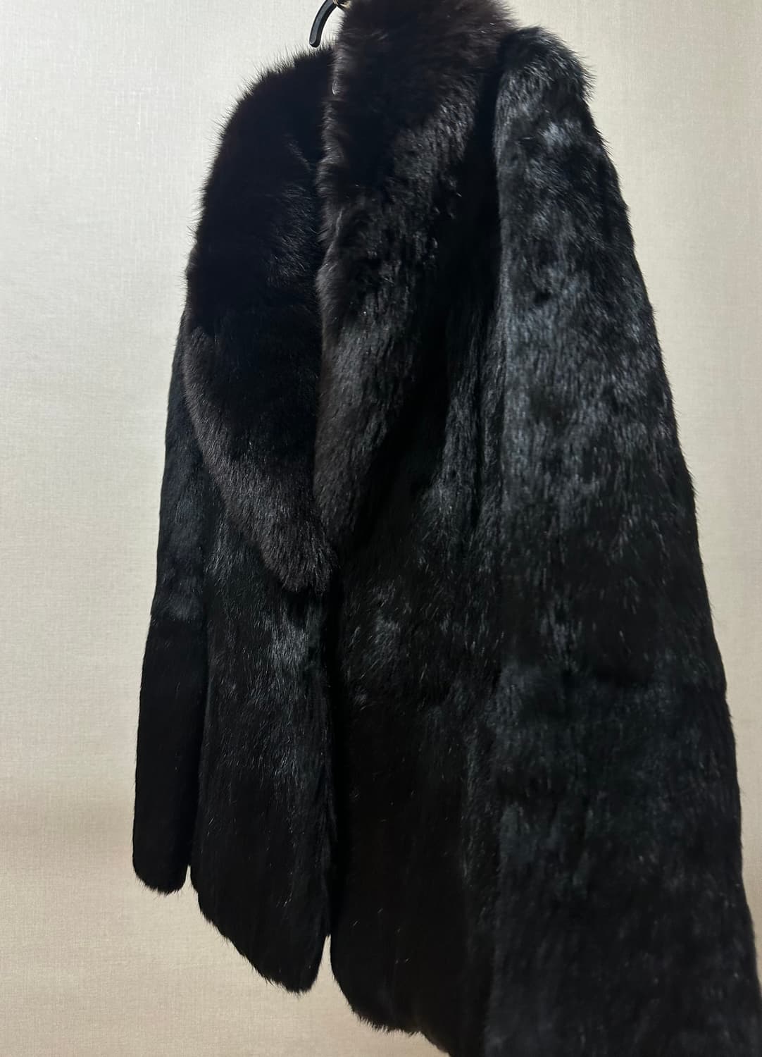 톰보이룩 블랙 토끼털 여우털카라 자켓 상품이미지1