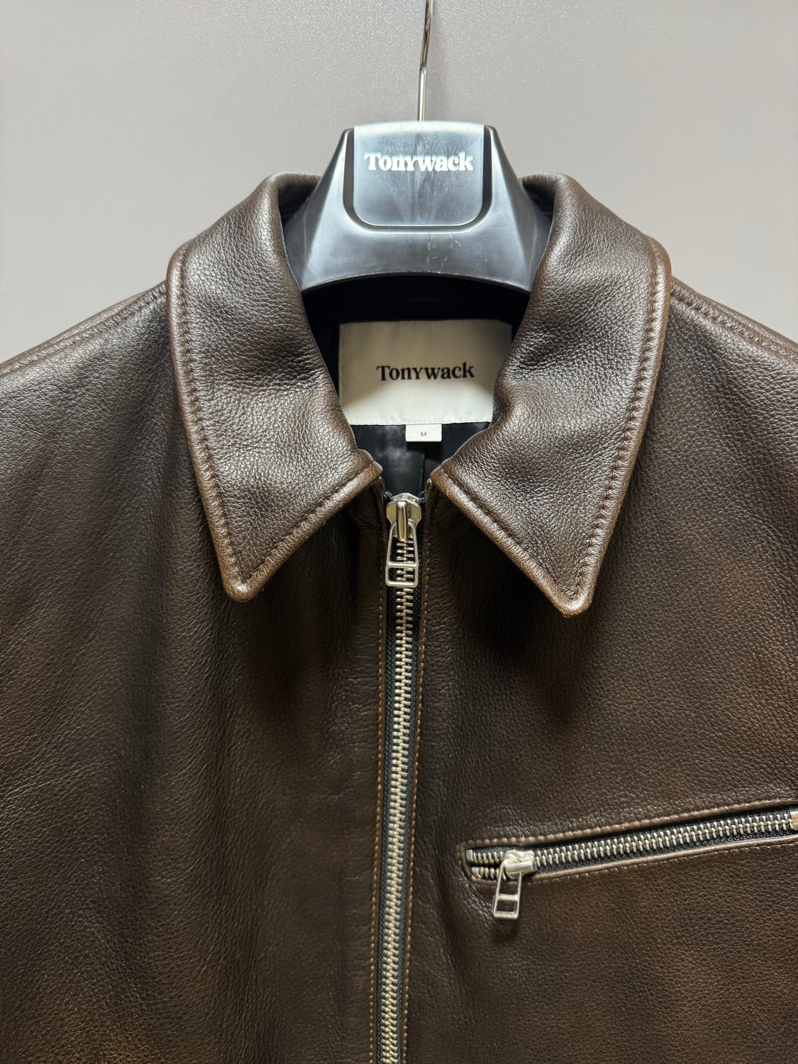 토니웩 크롭 레더자켓 브라운 m 상품이미지5