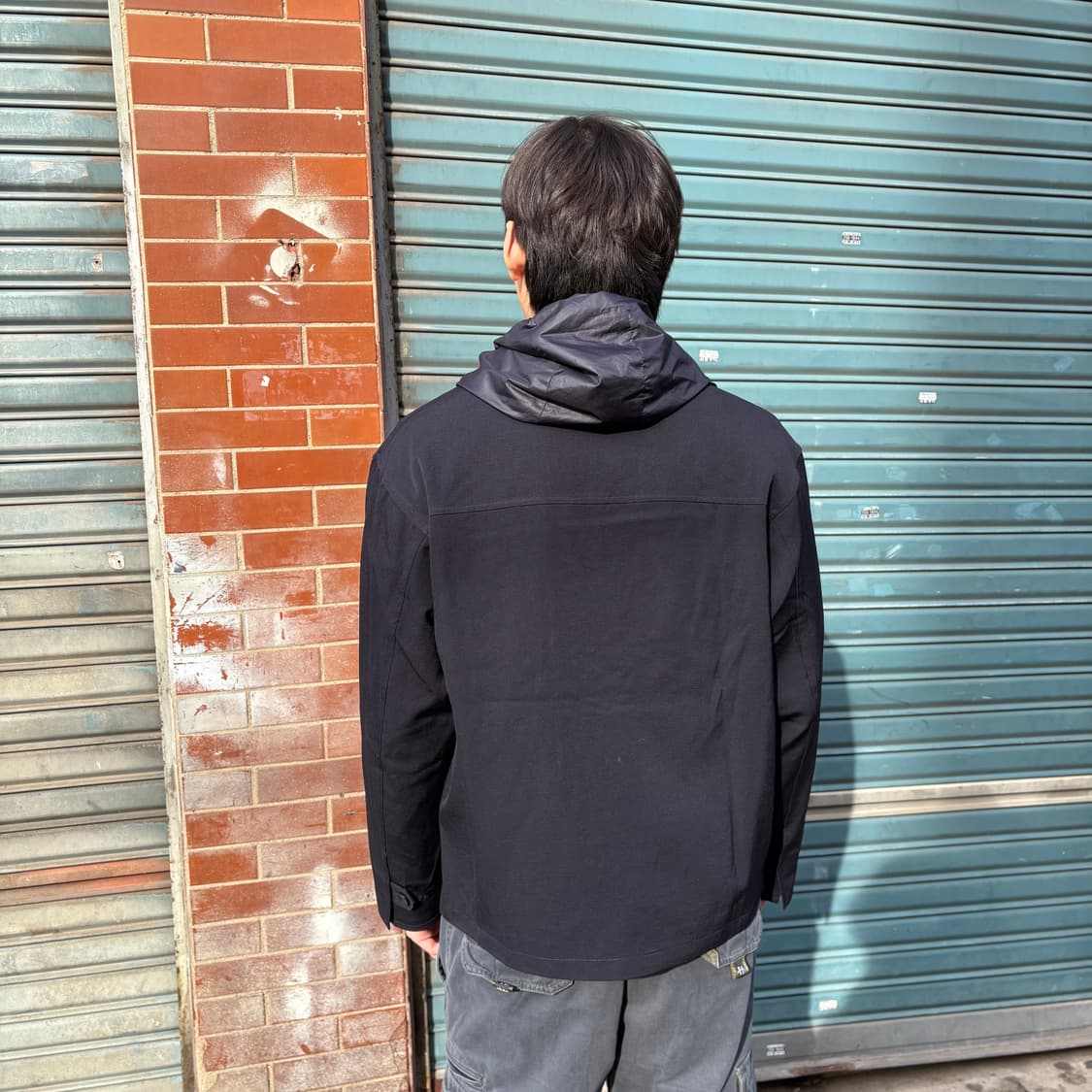 엠포리오 알마니 네이비 울 레이어 후드 집업 자켓 상품이미지3