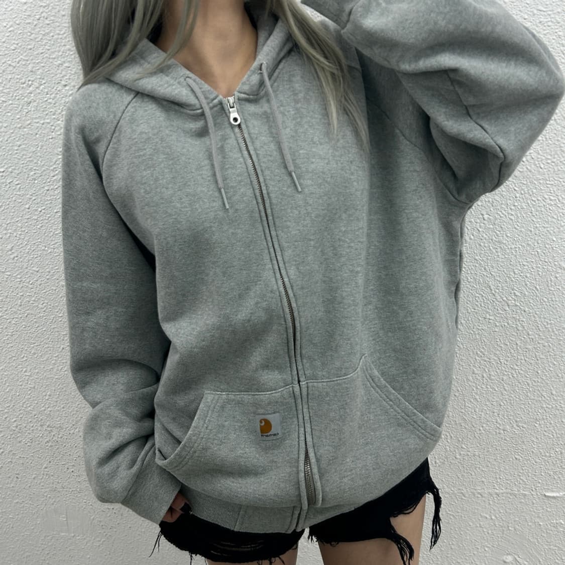 칼하트 미니로고 그레이 후드집업 2XL 상품이미지2