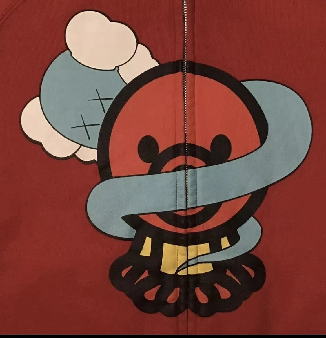 베이프 x 카우스 마일로 벤디 문어 풀 후드집업 레드 상품이미지2