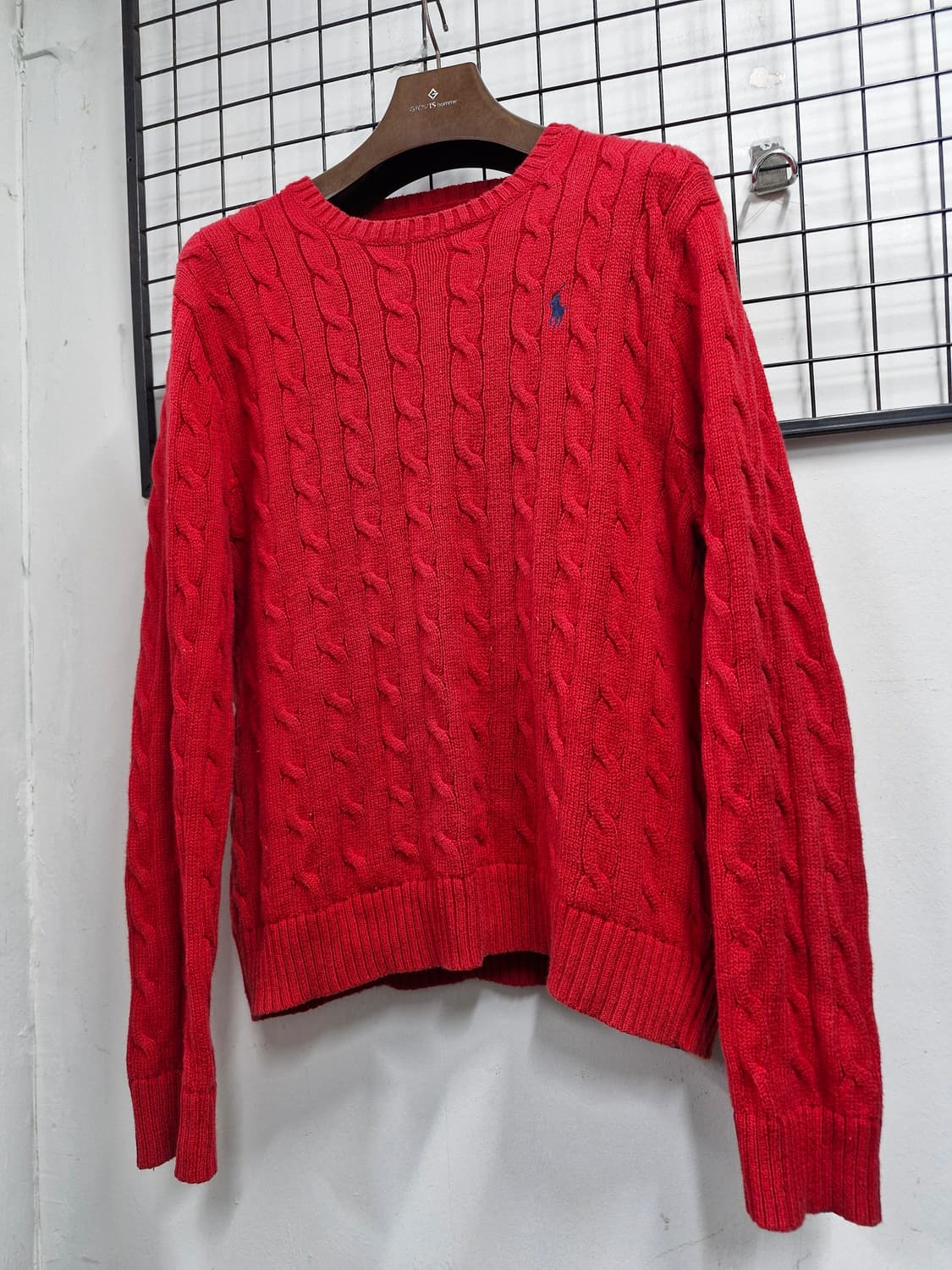 100L 폴로랄프로렌 케이블 니트 레드. 상품이미지3
