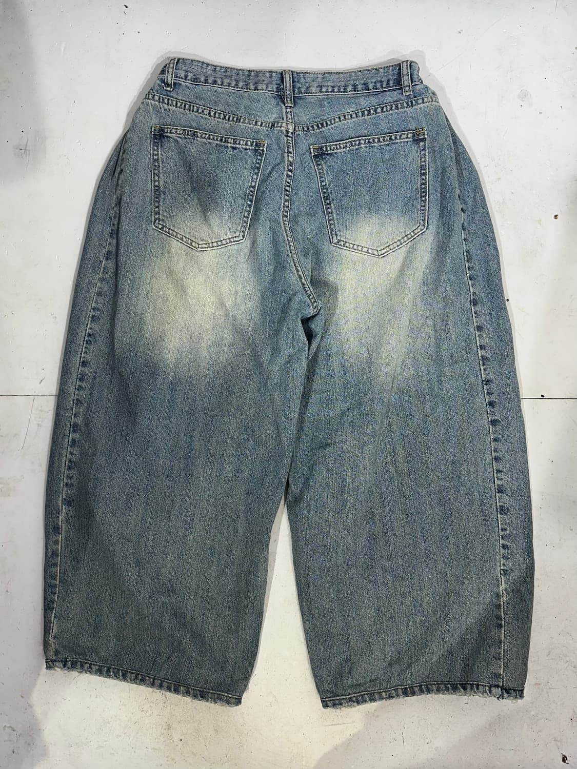 80s 빈티지 연청 와이드 벌룬 청바지 데님 팬츠 L 상품이미지5