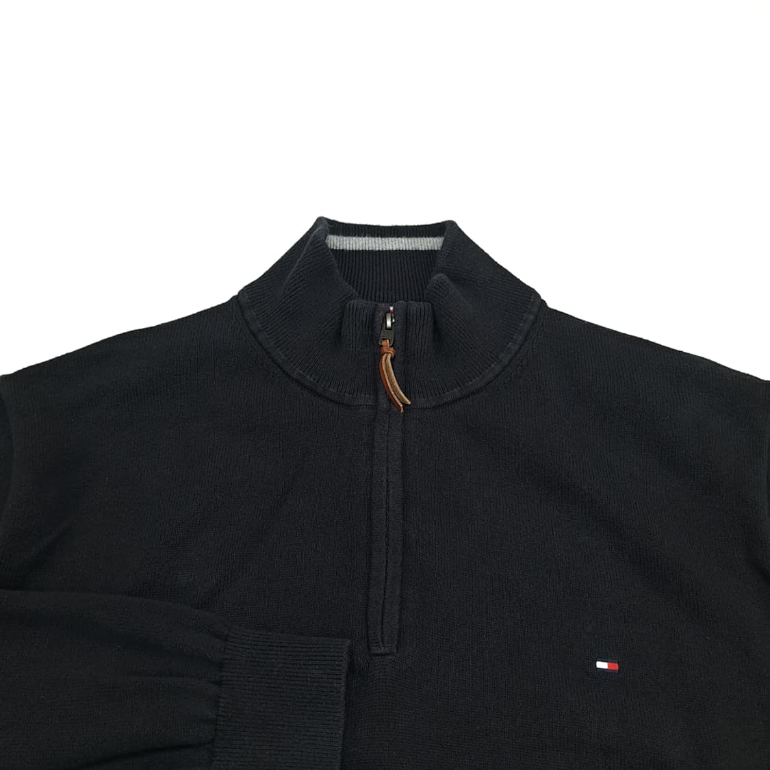 CN707 2XL 타미힐피거 블랙 하프집업 니트 스웨터 상품이미지3