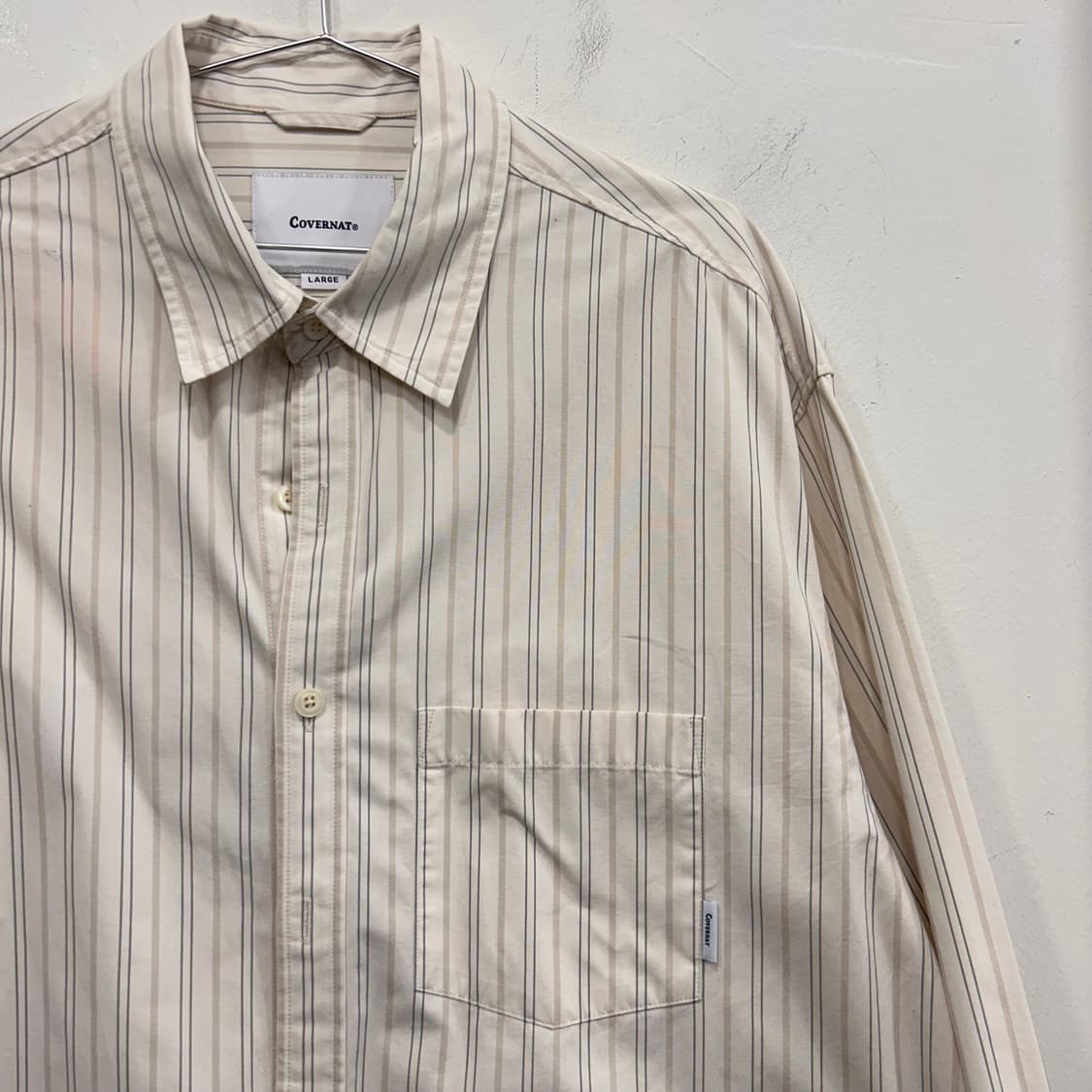 커버낫 멀티 스트라이프 오버핏 포켓 셔츠 상품이미지1