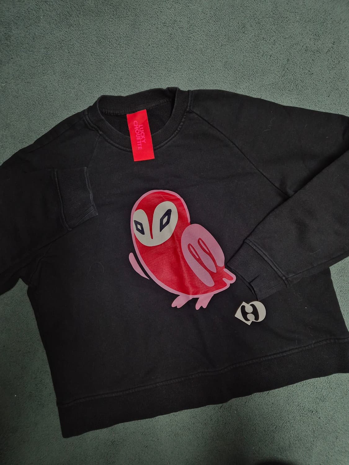 럭키슈에뜨 부엉이 맨투맨 블랙 36사이즈 상품이미지1